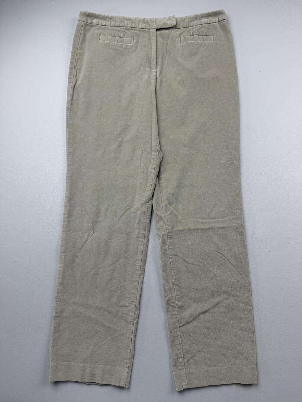 Talbots Pants Womens 12 Beige Corduroy Straight Leg Khakis Stretch Casual Fall